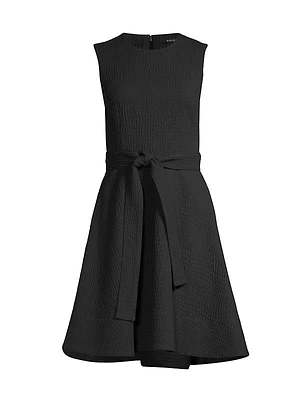 Textured Cotton Jacquard Fit & Flare Dress