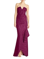 Aimee Stretch-Jacquard Strapless Gown