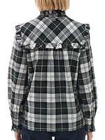 Barbour Angelina Plaid Cotton Ruffled-Yoke Shirt