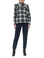 Barbour Angelina Plaid Cotton Ruffled-Yoke Shirt