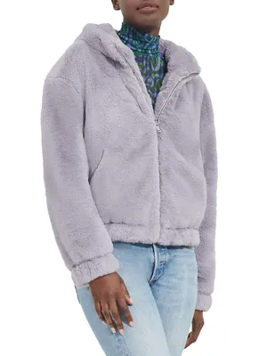 Mandy Faux Fur Zip-Front Hoodie