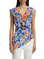 Sloane Silk Floral Asymmetric Blouse