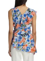 Sloane Silk Floral Asymmetric Blouse