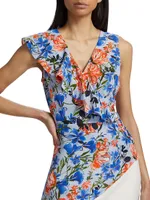 Sloane Silk Floral Asymmetric Blouse