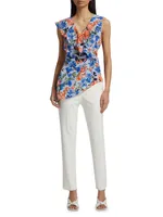 Sloane Silk Floral Asymmetric Blouse