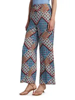 Andrea Silk-Blend Geometric Pants