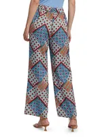 Andrea Silk-Blend Geometric Pants
