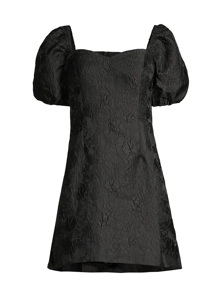 Morena Jacquard Puff-Sleeve Minidress