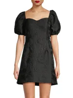 Morena Jacquard Puff-Sleeve Minidress