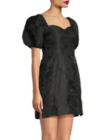 Morena Jacquard Puff-Sleeve Minidress