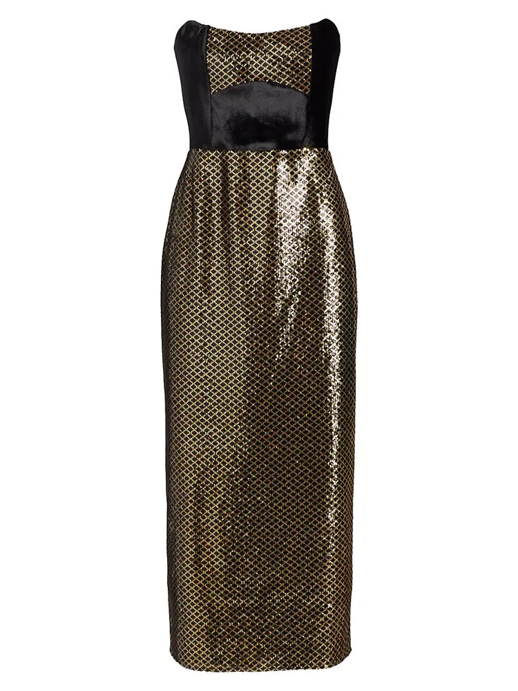 Luna Strapless Velvet & Sequin Midi-Dress