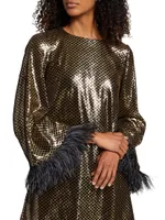 Cocoa Feather & Sequin Minidress