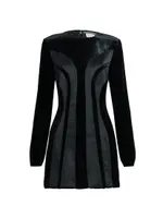 Long-Sleeve Velvet & Silk Minidress