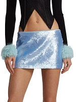 Low-Rise Matte Sequin Miniskirt