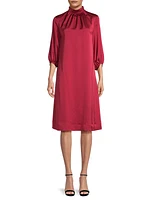 Mock Turtleneck Shift Midi-Dress