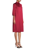 Mock Turtleneck Shift Midi-Dress