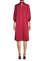 Mock Turtleneck Shift Midi-Dress