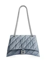 Crush Medium Chain Bag Quilted In Denim