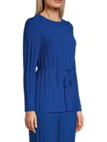 Rib-Knit Tie-Waist Tunic Top