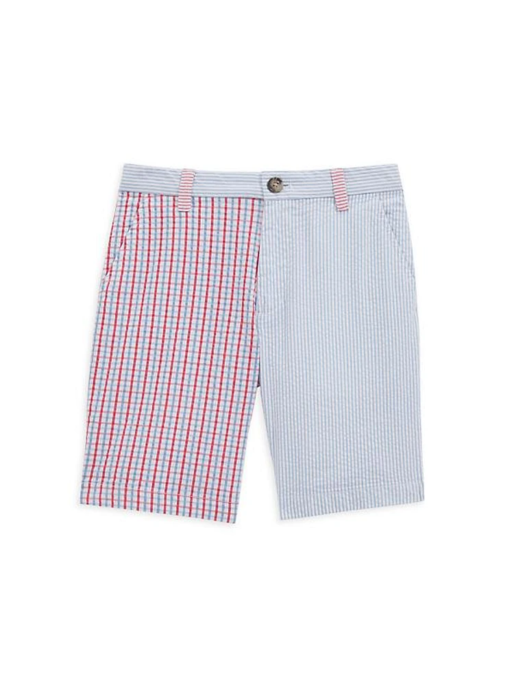 Little Boy's & Boy's Seersucker Spliced Flat Front Shorts