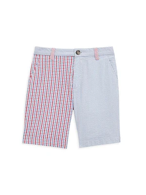 Little Boy's & Boy's Seersucker Spliced Flat Front Shorts