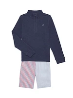 Little Boy's & Boy's Seersucker Spliced Flat Front Shorts