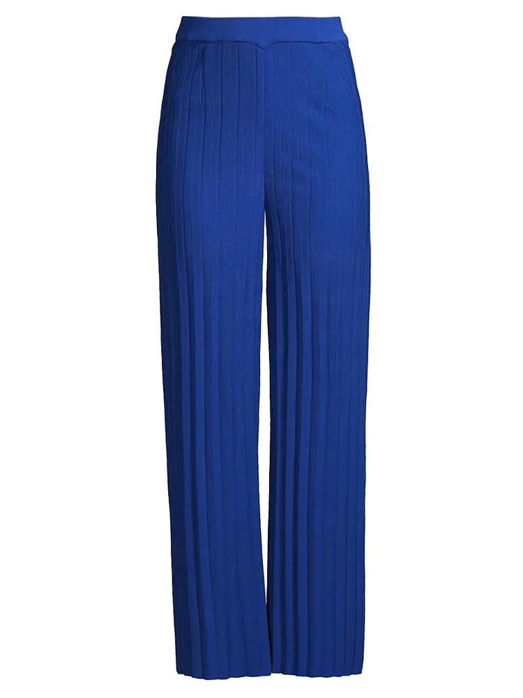 Rib-Knit Wide-Leg Pants