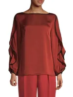 Butterfly-Sleeve Crepe Blouse