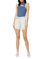 Tie-Waist Denim Utility Shorts