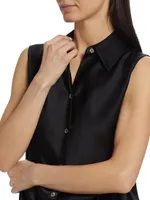Silk Bias-Cut Sleeveless Shirt