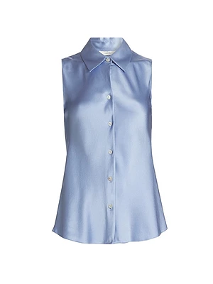 Silk Bias-Cut Sleeveless Shirt
