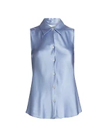 Silk Bias-Cut Sleeveless Shirt