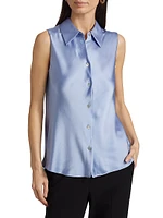 Silk Bias-Cut Sleeveless Shirt
