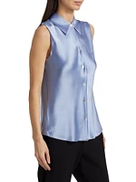 Silk Bias-Cut Sleeveless Shirt