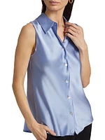 Silk Bias-Cut Sleeveless Shirt