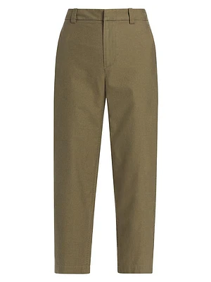 Cotton Mid-Rise Cropped Pants