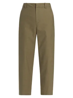 Cotton Mid-Rise Cropped Pants