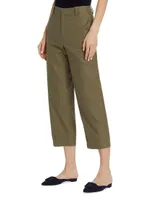 Cotton Mid-Rise Cropped Pants