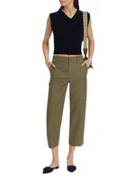 Cotton Mid-Rise Cropped Pants