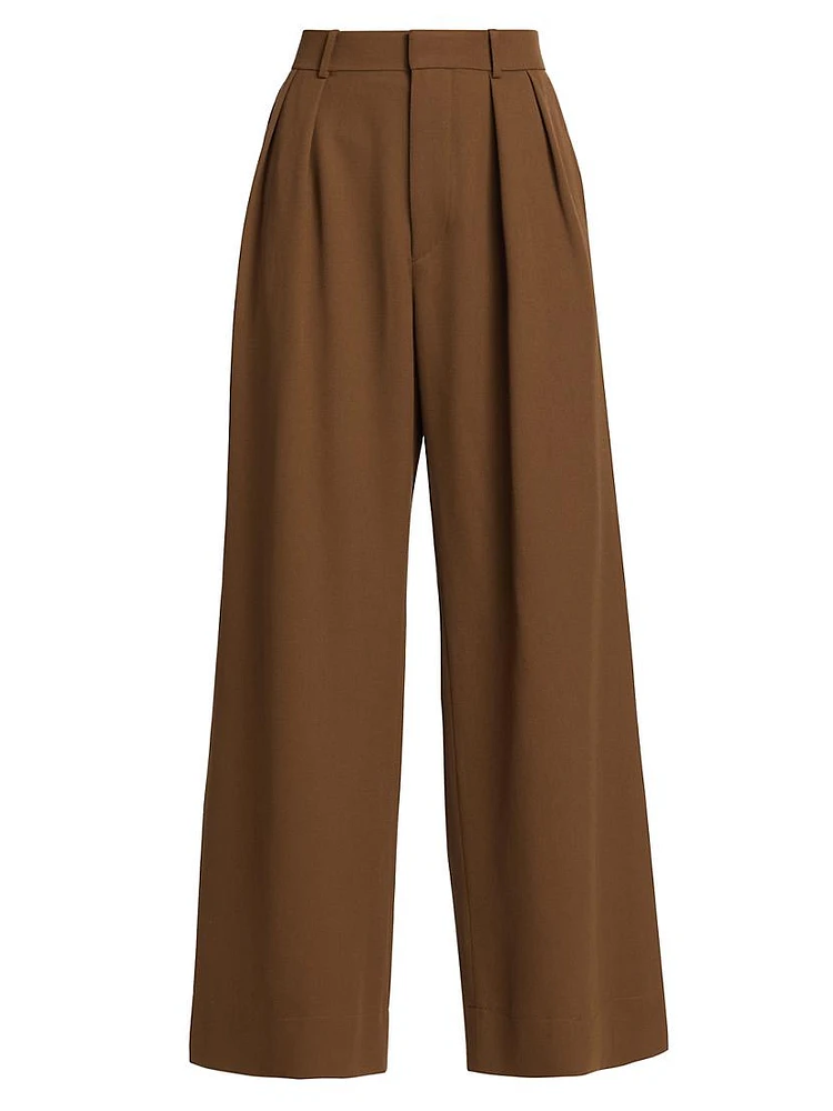 Low-Rise Pleated Wool Trousers