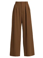 Low-Rise Pleated Wool Trousers