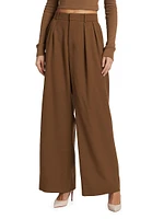 Low-Rise Pleated Wool Trousers