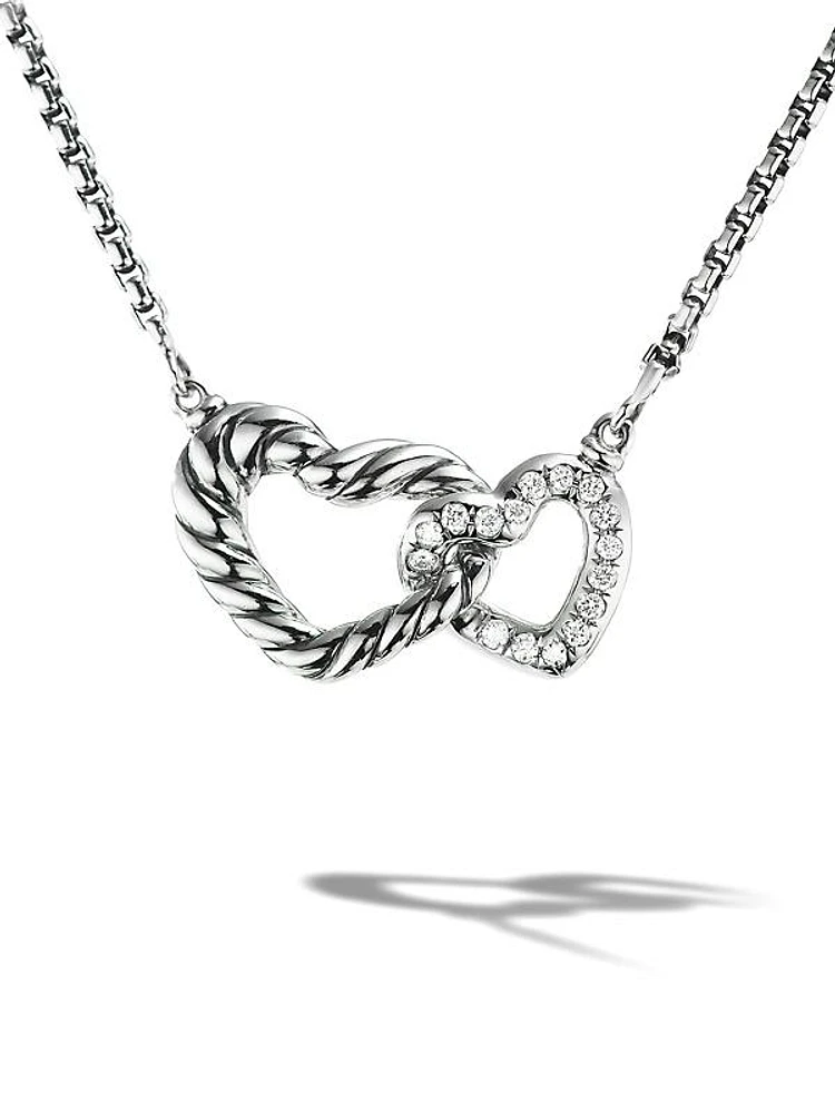 Cable Collectibles Double Heart Necklace With Diamonds