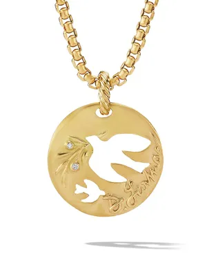 DY Elements Dove Pendant In 18K Yellow Gold With Diamonds