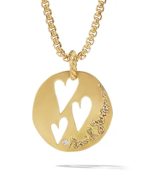 DY Elements Open Hearts Pendant In 18K Yellow Gold With Diamonds