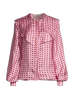 Simone Lips Print Ruffle Shirt