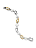 Madison 11-12MM Pearl Chain Bracelet with 18K Yellow Gold