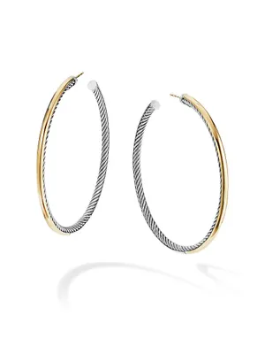 Sculpted Cable Hoop Earrings With 18K Yellow Gold