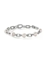 Madison Sterling Silver & 7.5-8MM Pearl Chain Bracelet