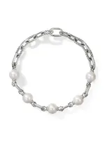 Madison Sterling Silver & 7.5-8MM Pearl Chain Bracelet